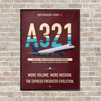 Thumbnail for Airbus A321P2F vertical canvas print - framed - dark red background