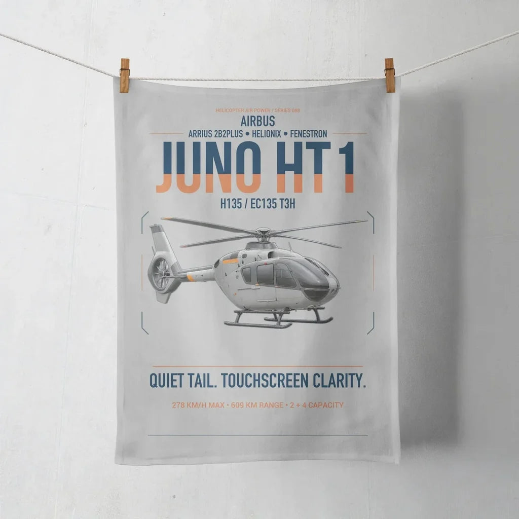 Airbus H135 Juno HT1 design on light gray towel