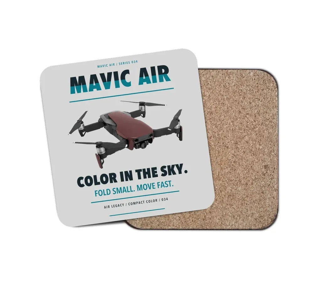 DJI Mavic Air design on light gray 1 piece coaster