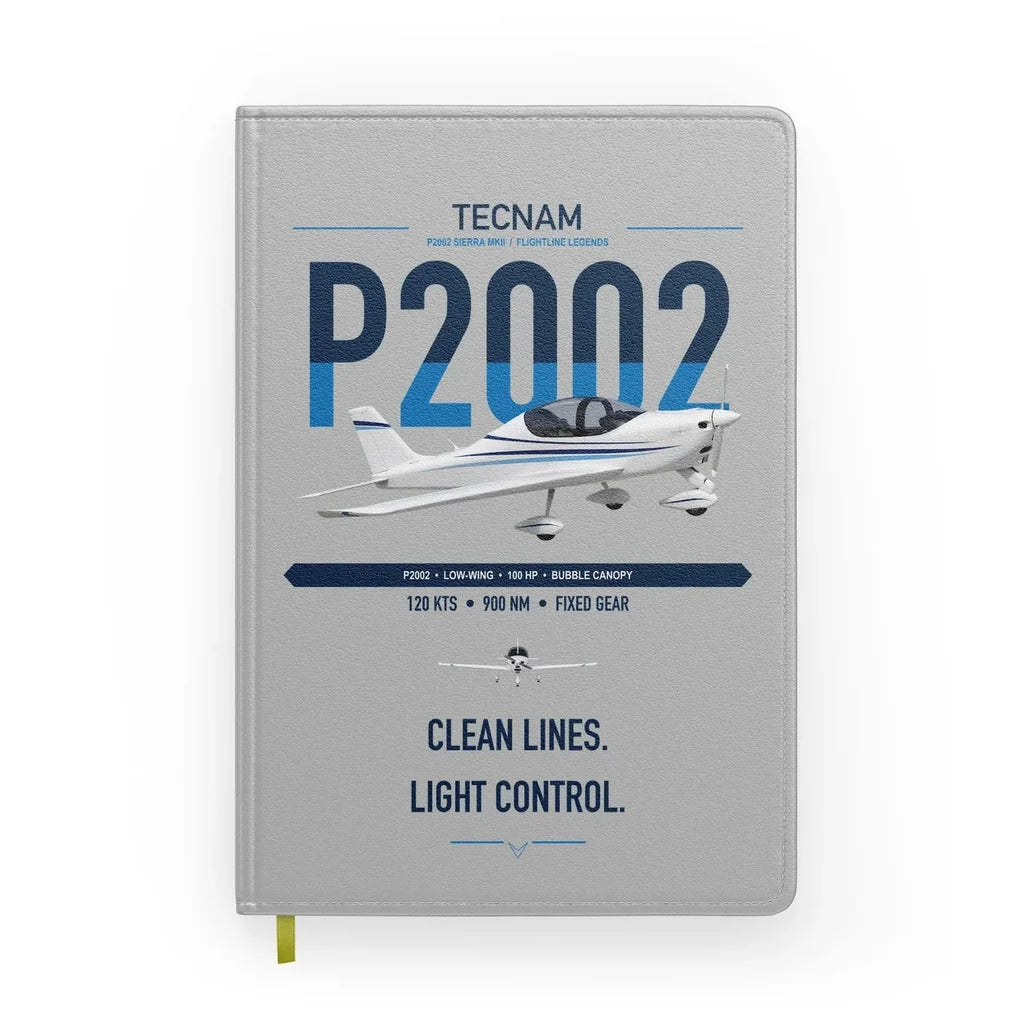 Tecnam P2002 Sierra MkII design on light gray notebook