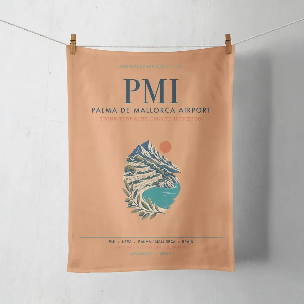 Palma de Mallorca Airport (PMI) design on orange towel