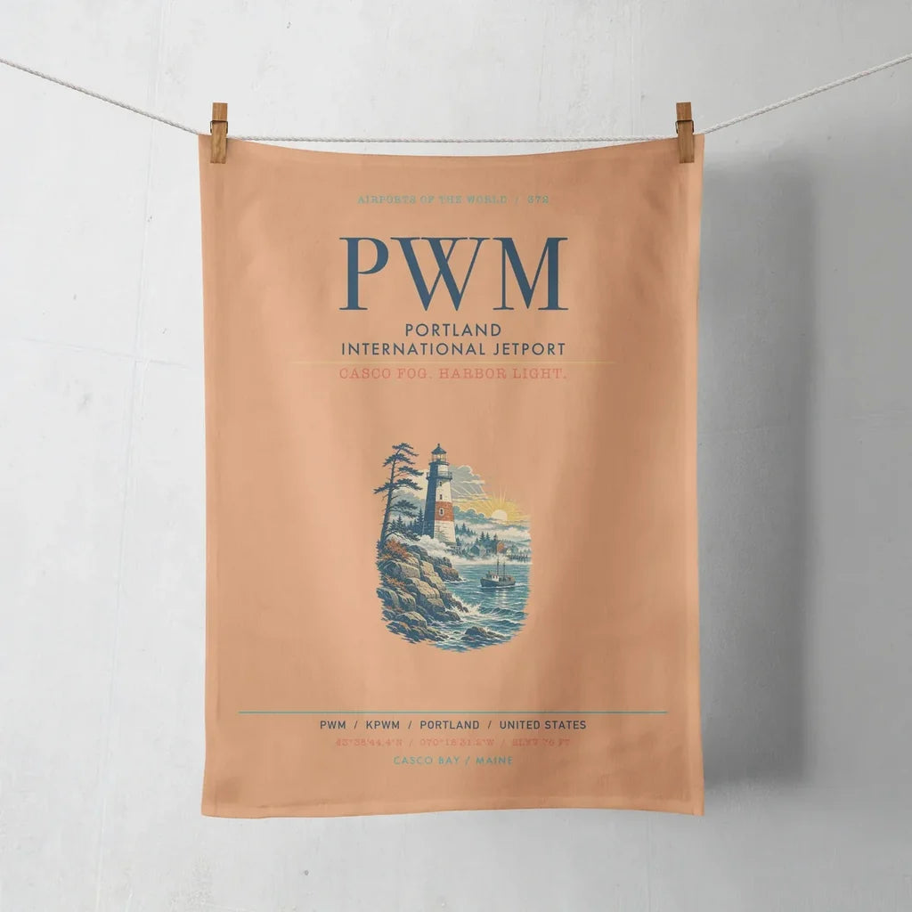 Portland International Jetport (PWM) design on orange towel