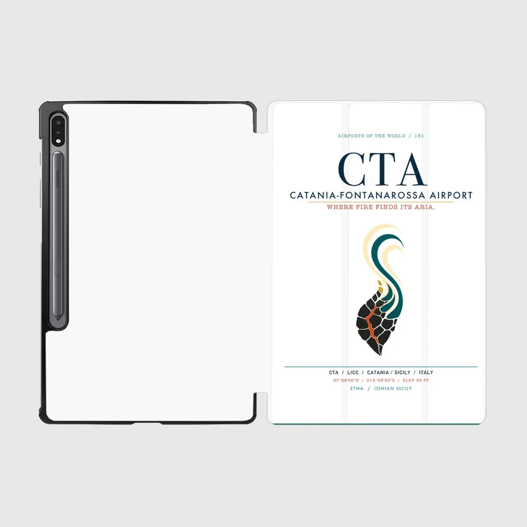 Catania-Fontanarossa Airport (CTA) design on white samsung tablet tablet case