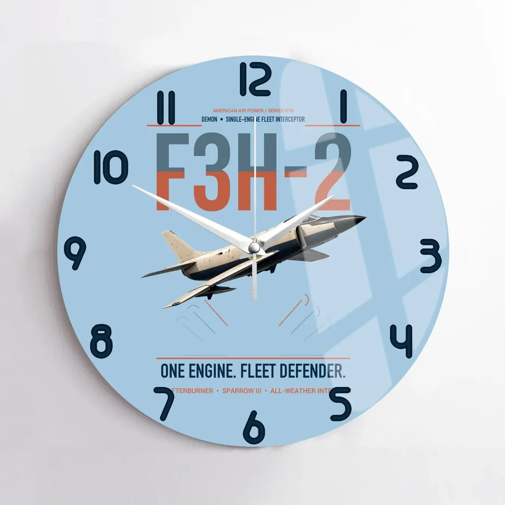 F3H-2 Demon design on light blue no frame wall clock
