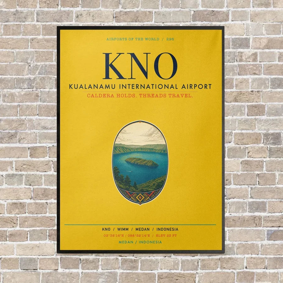 Kualanamu International Airport Medan KNO vertical canvas print - framed - yellow background