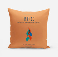 Thumbnail for Belgrade Nikola Tesla Airport (BEG) design on orange pillow