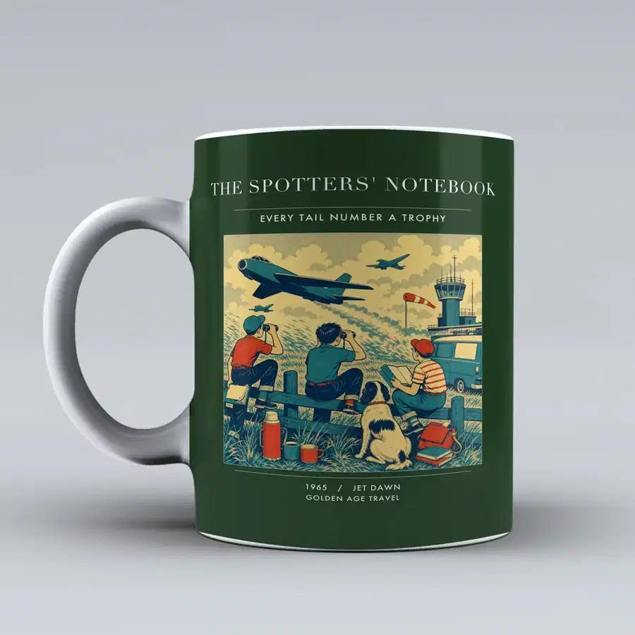 VINTAGE G4384 - The Spotters' Notebook - Ceramic Mug design on darkgreen