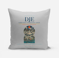 Thumbnail for Djerba-Zarzis International Airport (DJE) design on light gray pillow