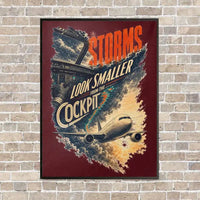 Thumbnail for Storms Look Smaller From The Cockpit vertical canvas print - framed - dark red background