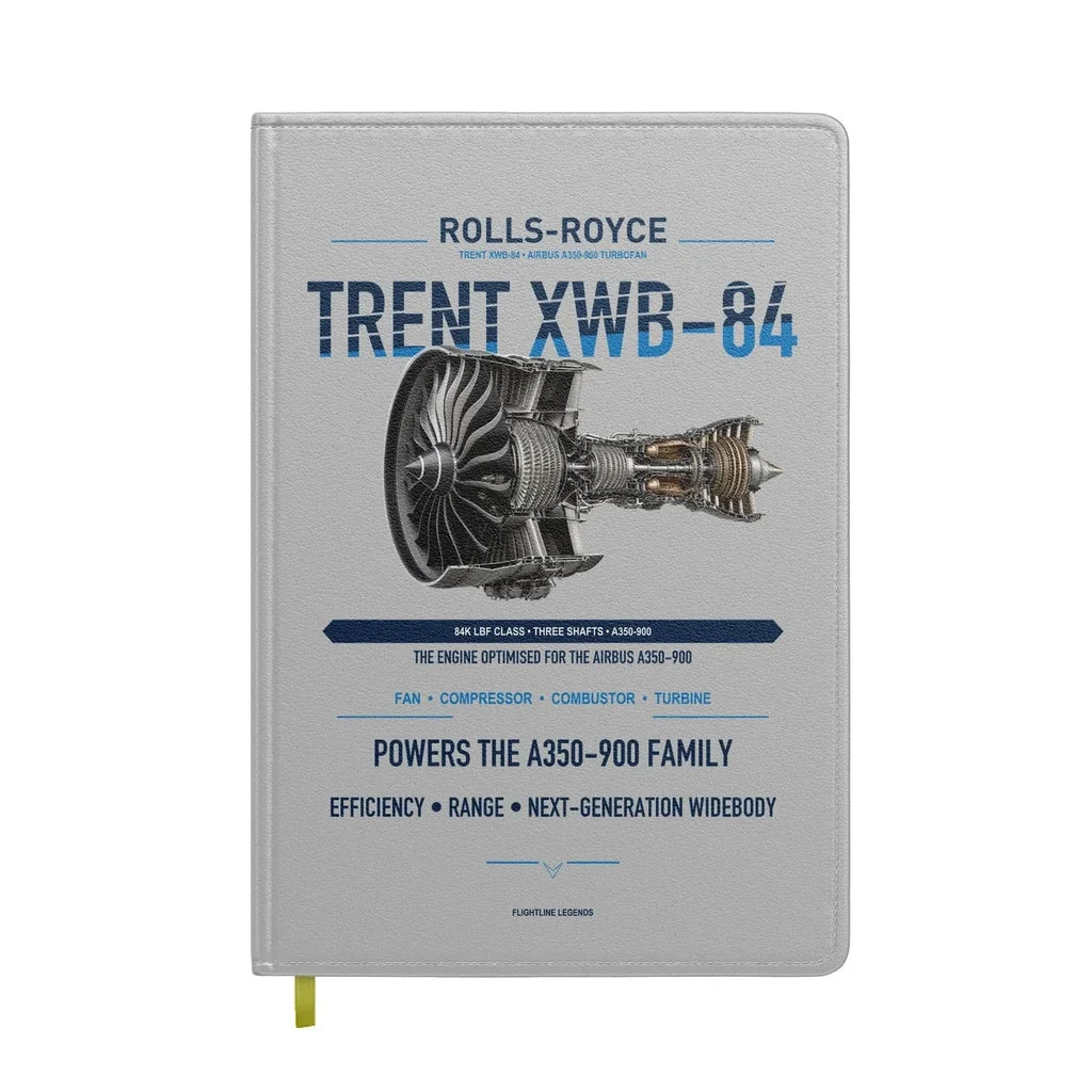 TRENT XWB-84 design on light gray notebook