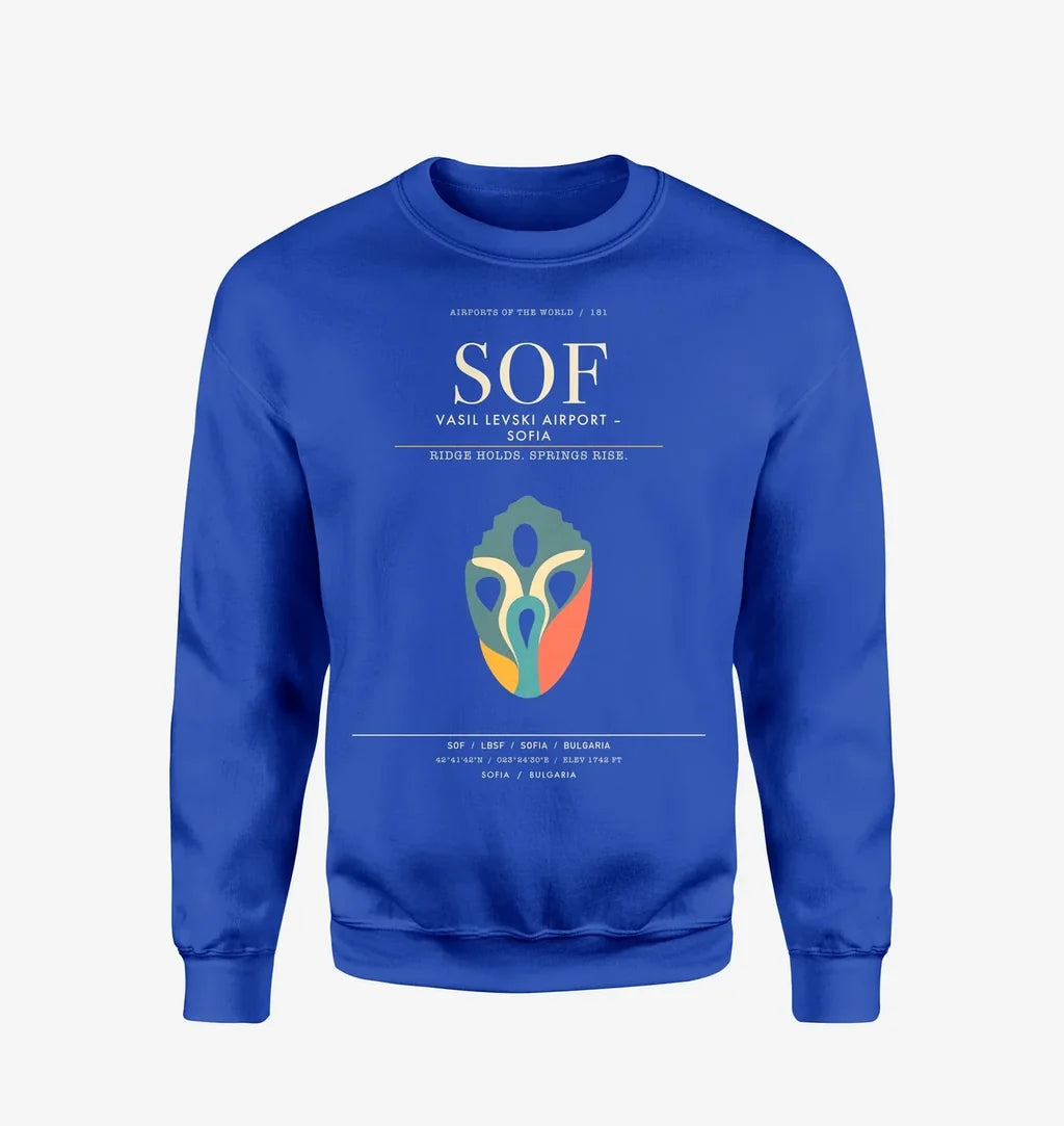 Vasil Levski Airport Sofia SOF Sweatshirt - Blue