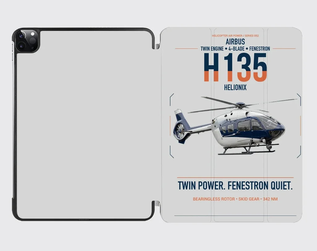 Airbus H135 design on light gray ipad tablet case