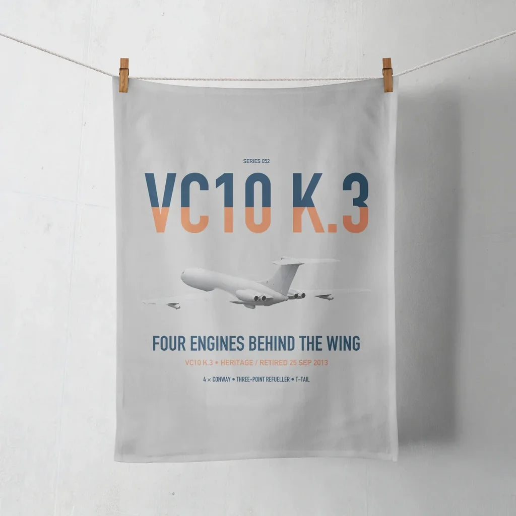 Vickers VC10 K.3 design on light gray towel