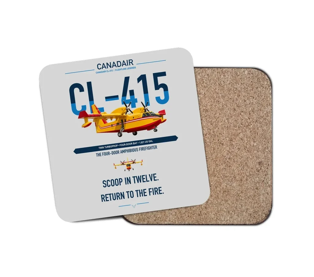Canadair CL-415 design on light gray 1 piece coaster