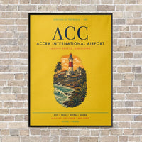 Thumbnail for Accra International Airport ACC vertical canvas print - framed - yellow background