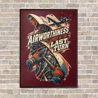 Thumbnail for Airworthiness Lives In The Last Turn vertical canvas print - framed - dark red background