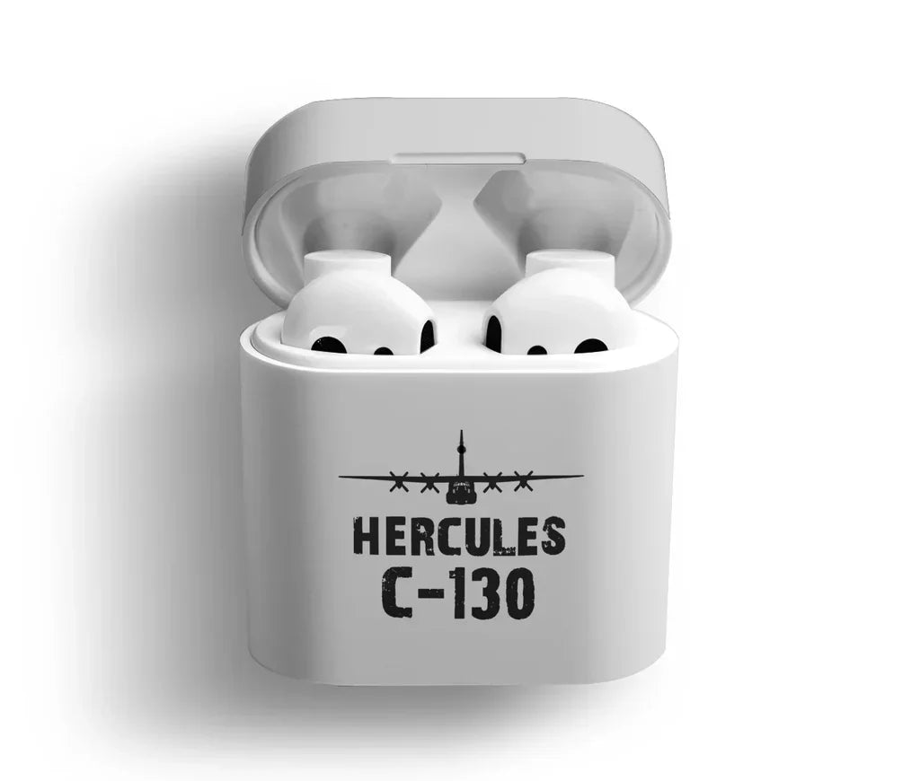 Military Transport Airplane C 130 AirPods plastic case - Light Gray