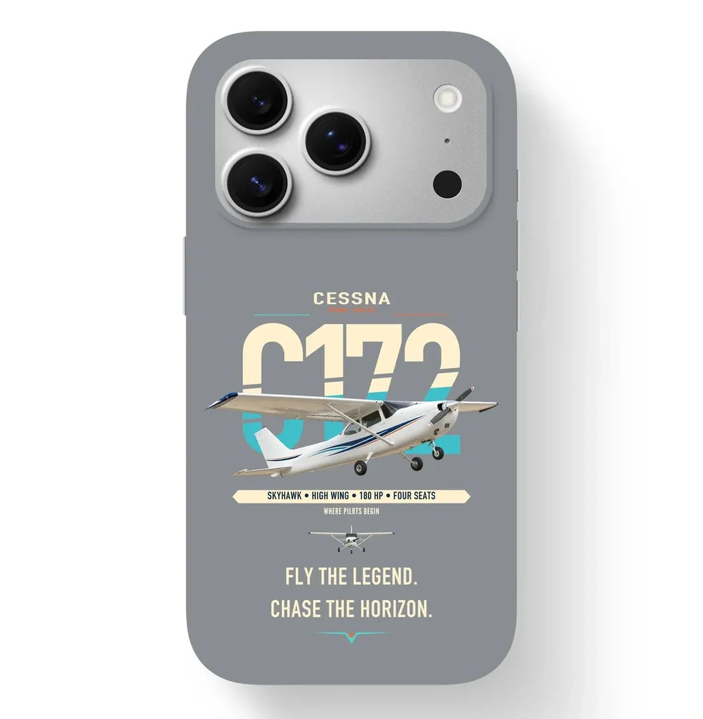 Cessna 172 Skyhawk design on gray magsafe iphone case, for iPhone 17 Pro