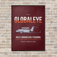 Thumbnail for Saab GlobalEye vertical canvas print - framed - dark red background