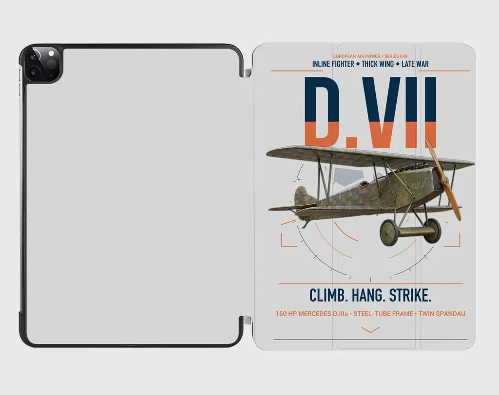 Fokker D.VII design on light gray ipad tablet case