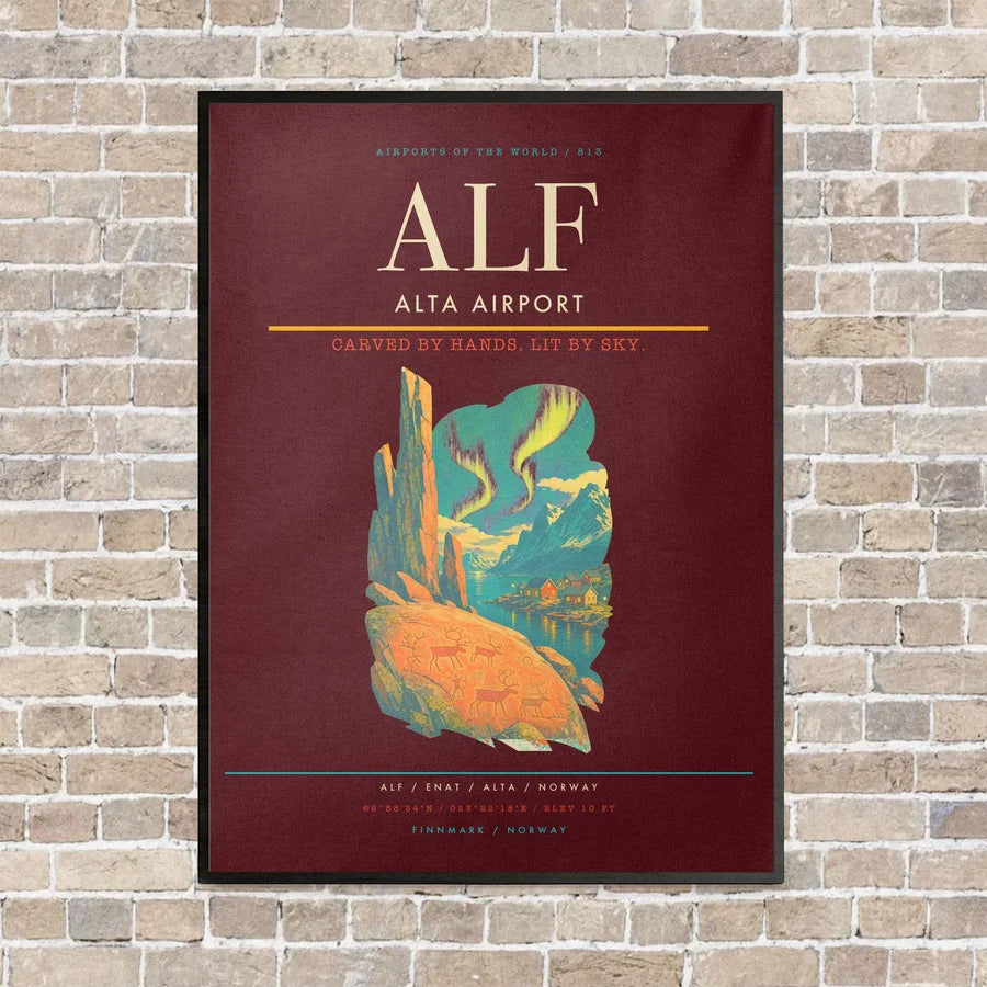 Alta Airport ALF - Canvas Framed - Dark Red