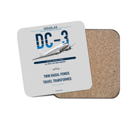 Thumbnail for Douglas DC-3 design on light gray 1 piece coaster