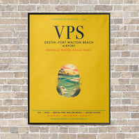 Thumbnail for Destin Fort Walton Beach Airport VPS vertical canvas print - framed - yellow background