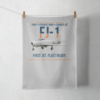 Thumbnail for FJ-1 Fury First Fury Straight Wing design on light gray towel