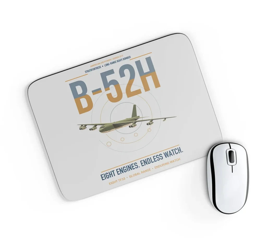 B-52H Stratofortress design on light gray rectangle mouse pad