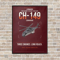 Thumbnail for Leonardo CH-149 Cormorant vertical canvas print - framed - dark red background