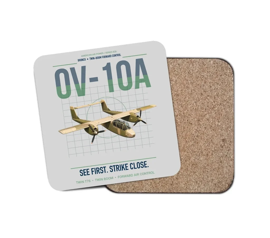 OV-10A Bronco design on light gray 1 piece coaster