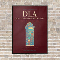 Thumbnail for Douala International Airport DLA vertical canvas print - framed - dark red background