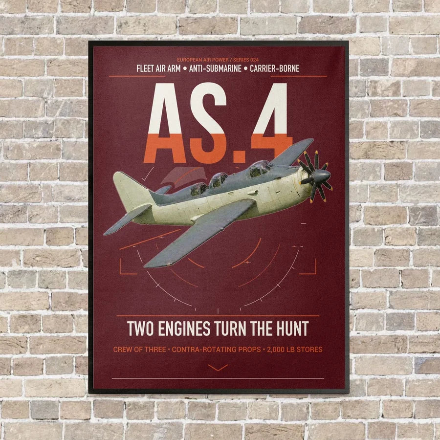 Fairey Gannet AS.4 vertical canvas print - framed - dark red background