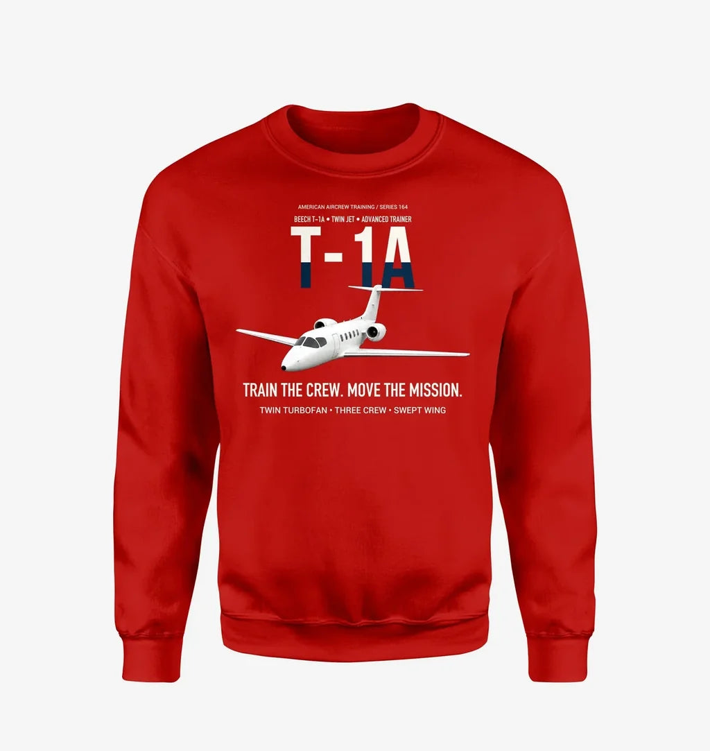 T-1A Jayhawk Advanced Jet Trainer design on red sweatshirt
