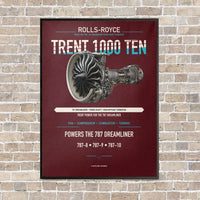 Thumbnail for TRENT 1000 TEN vertical canvas print - framed - dark red background