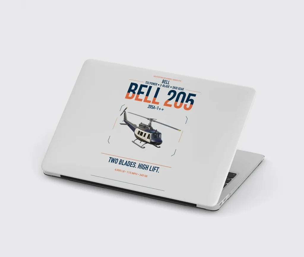 Bell 205A-1++ design on light gray MacBook case