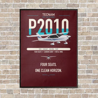 Thumbnail for Tecnam P2010 vertical canvas print - framed - dark red background