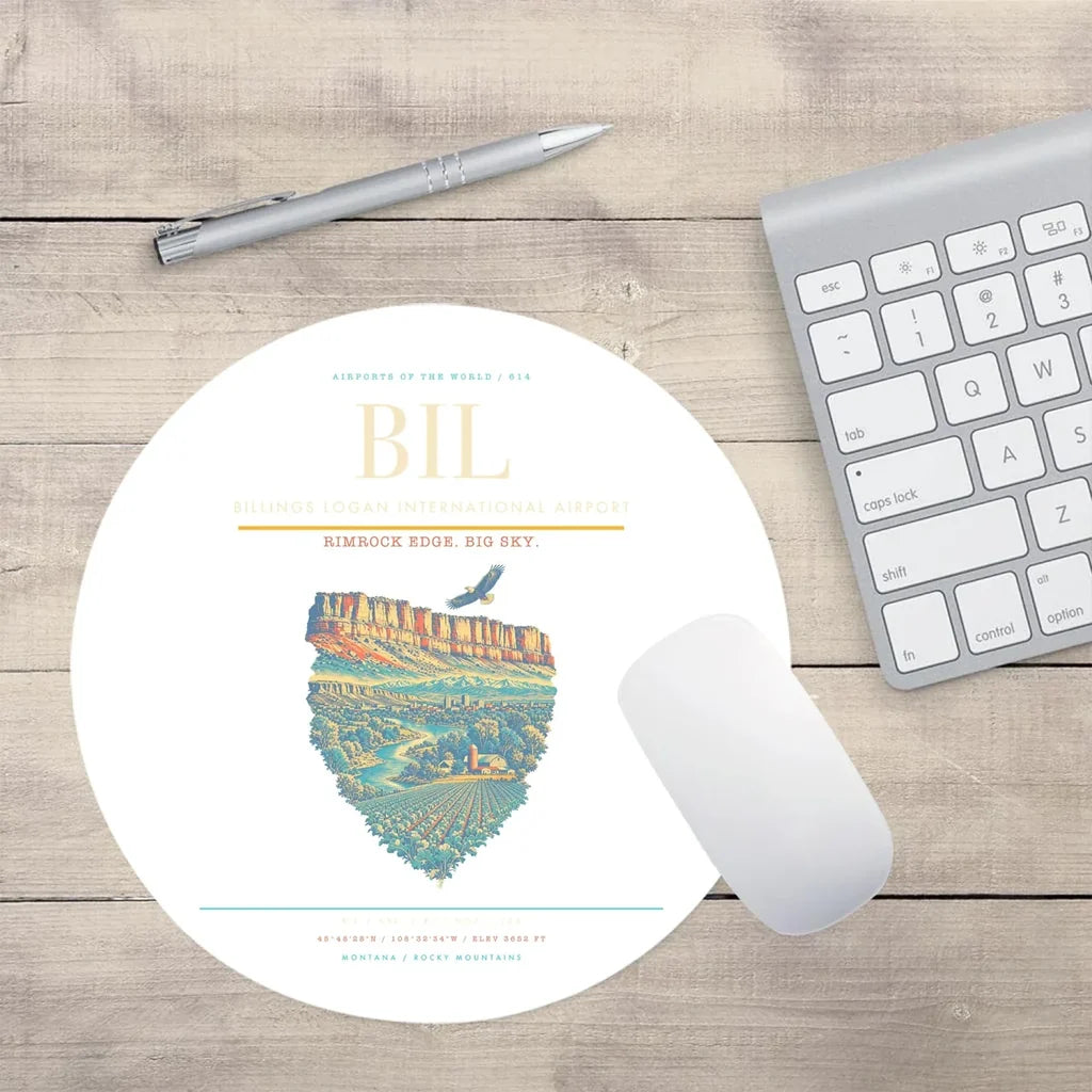 Billings Logan International Airport BIL Mouse-Pad Round - White