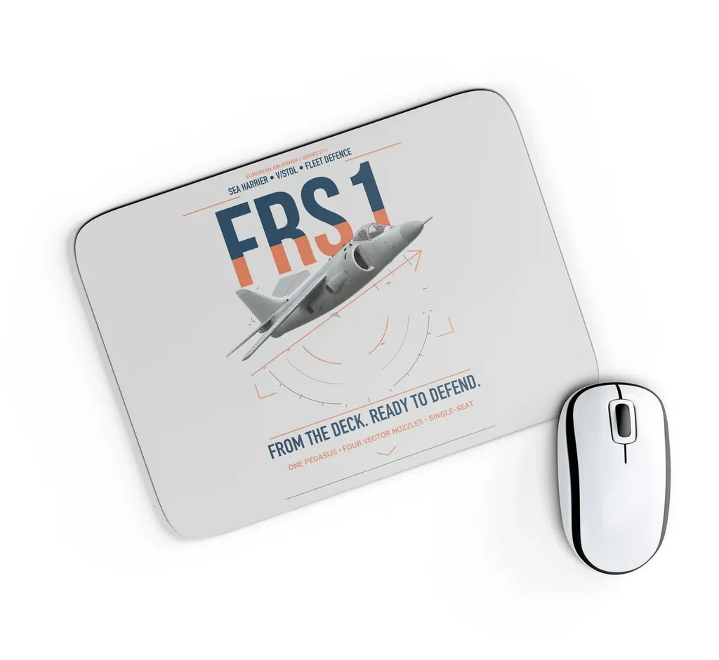 British Aerospace Sea Harrier FRS.1 design on light gray rectangle mouse pad