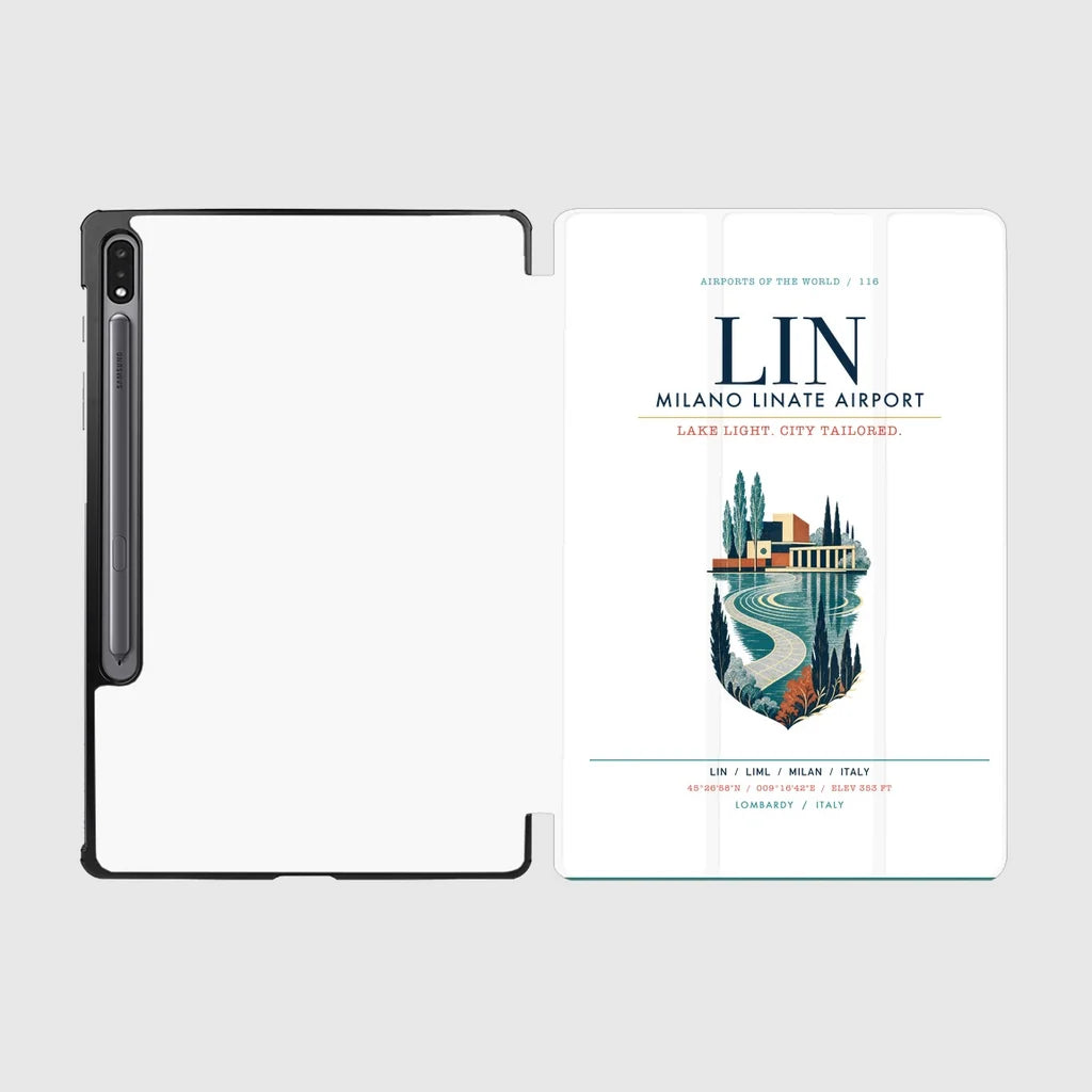 Milano Linate Airport (LIN) design on white samsung tablet tablet case