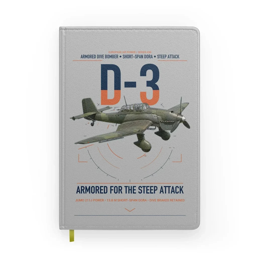 Junkers Ju 87D-3 design on light gray notebook