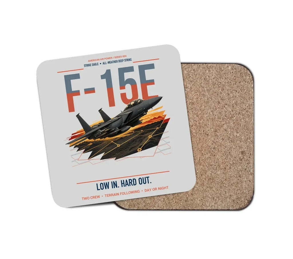 F-15E Strike Eagle design on light gray 1 piece coaster
