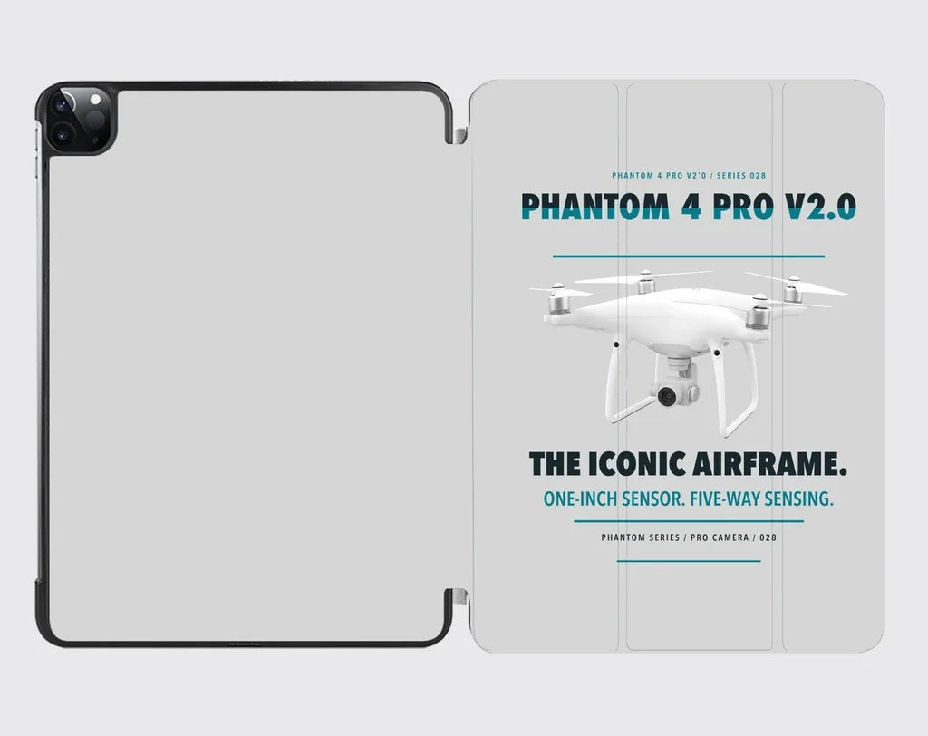 DJI Phantom 4 Pro V2.0 design on light gray ipad tablet case