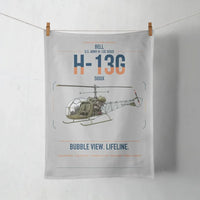 Thumbnail for Bell H-13G Sioux design on light gray towel