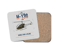Thumbnail for Bell H-13G Sioux design on light gray 1 piece coaster