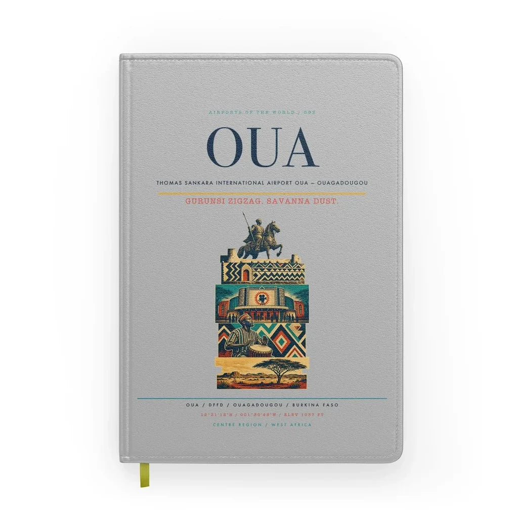 Thomas Sankara International Airport (OUA) design on light gray notebook