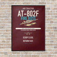 Thumbnail for Air Tractor AT-802F Fire Boss vertical canvas print - framed - dark red background