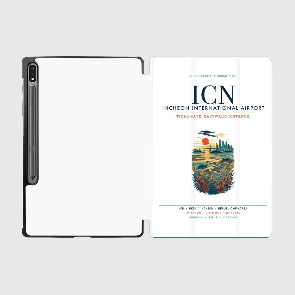 Incheon International Airport (ICN) design on white samsung tablet tablet case