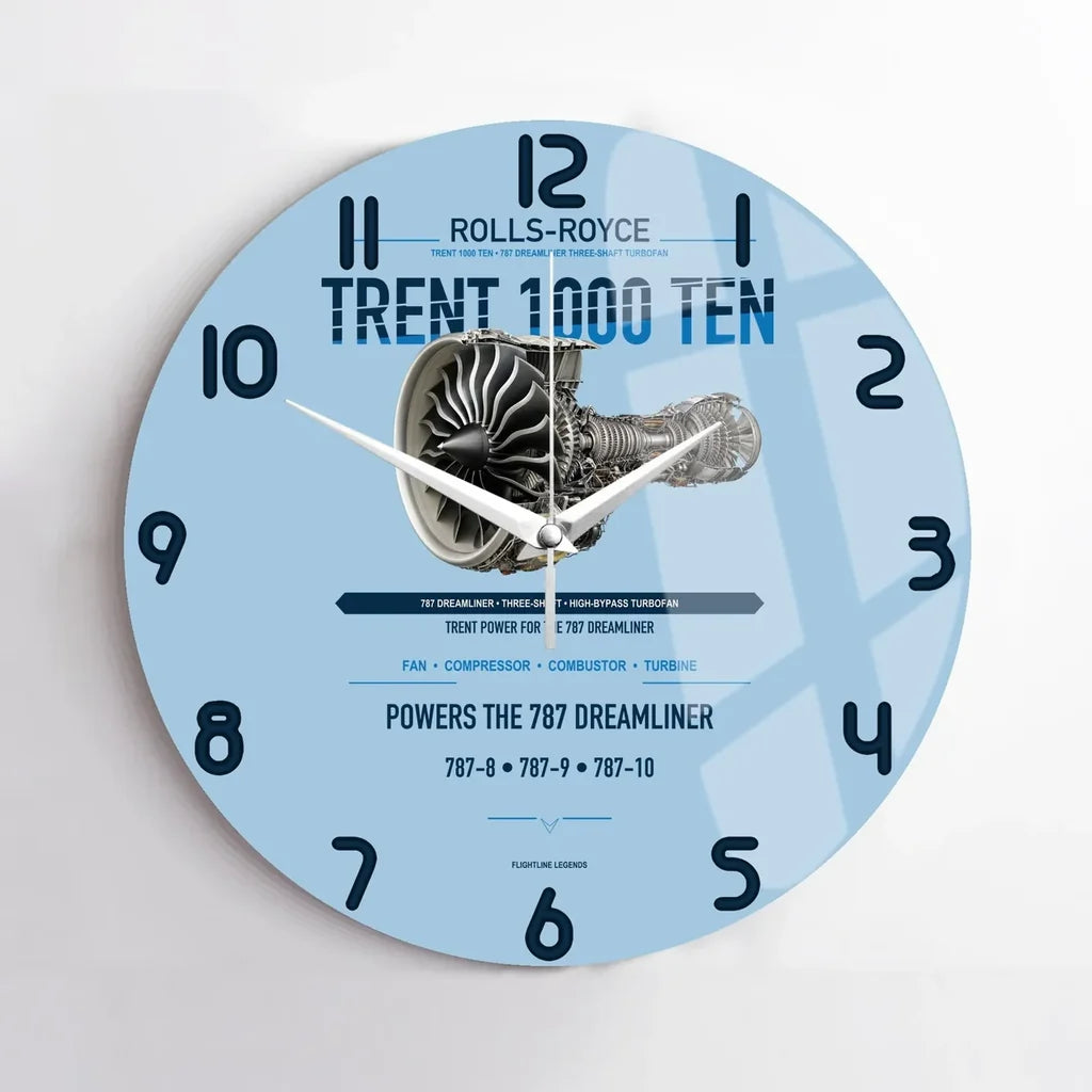 TRENT 1000 TEN design on light blue no frame wall clock