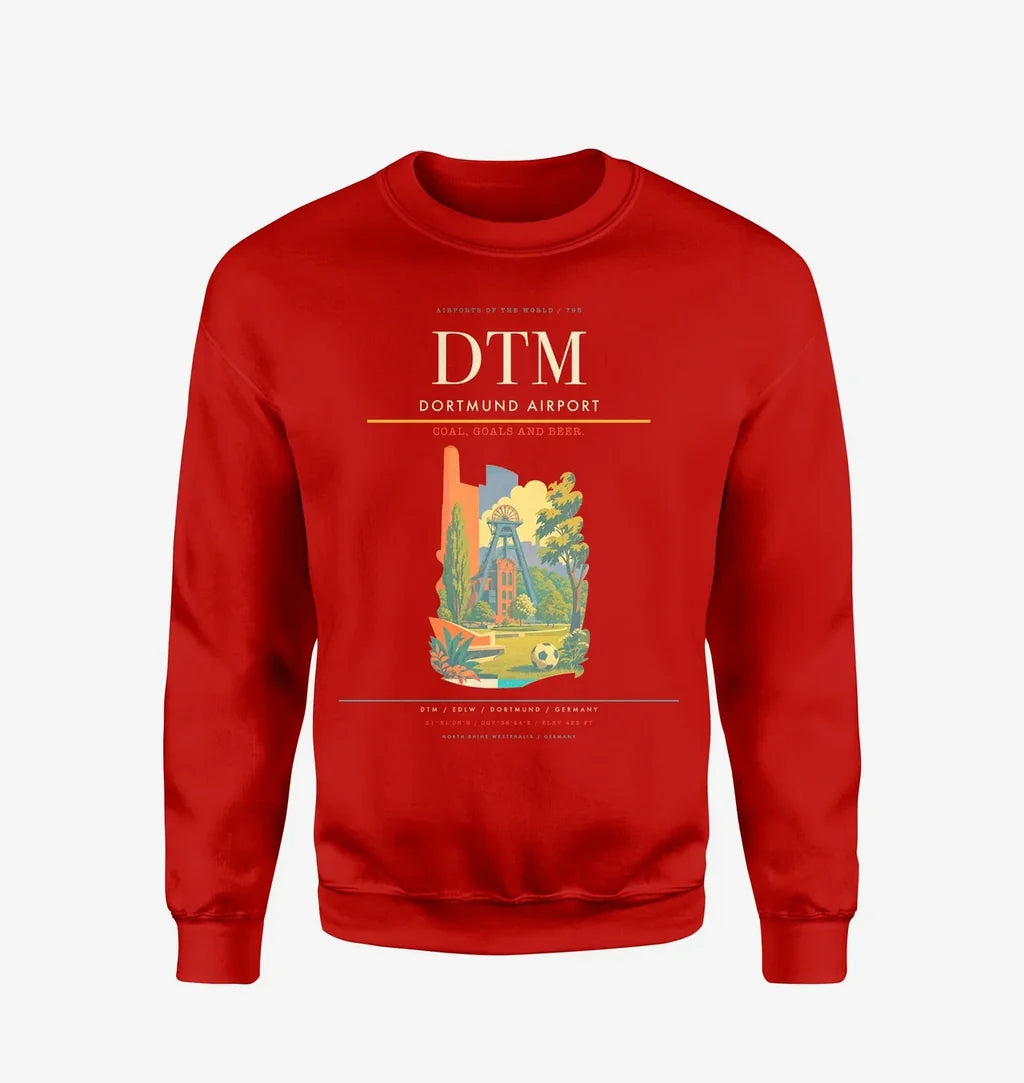 Dortmund Airport (DTM) design on red sweatshirt
